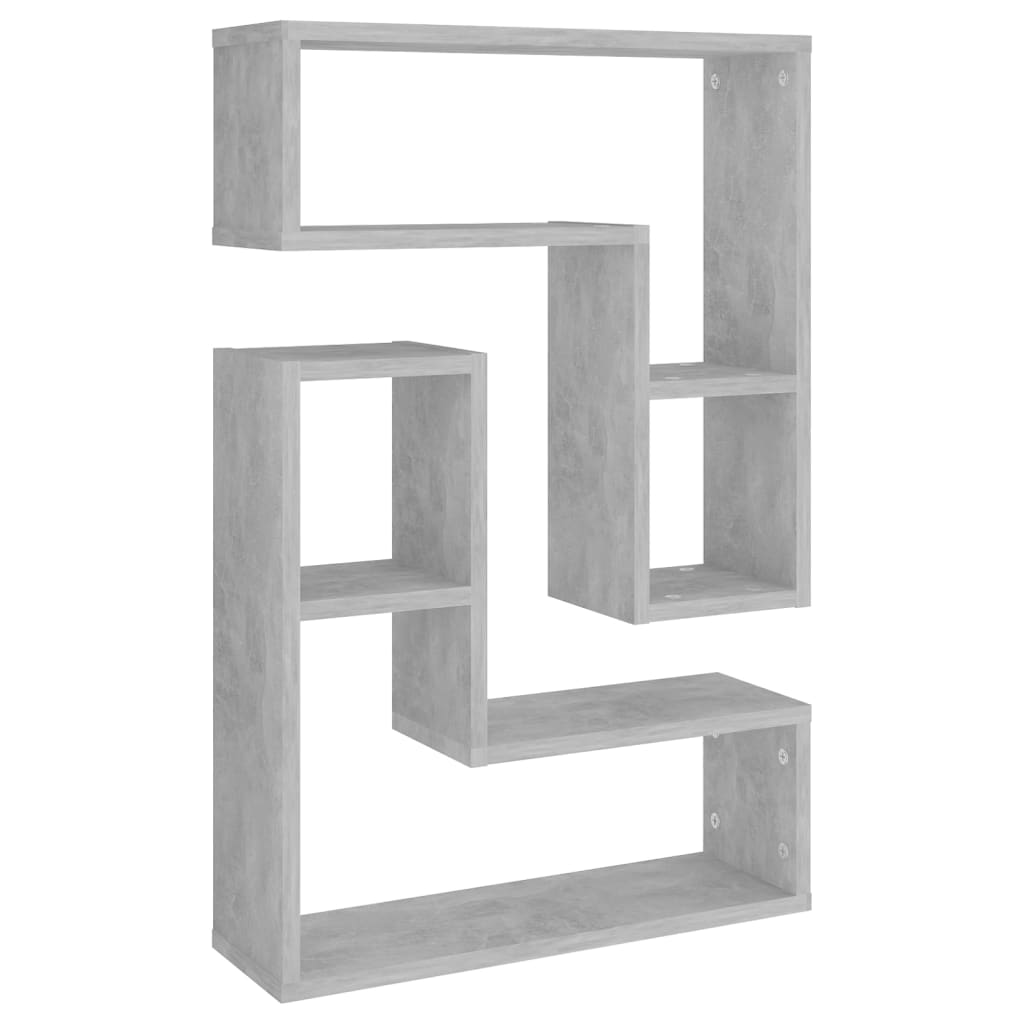 Étagère murale 2 pcs Béton Gris 50x15x50 cm Bois d'ingénierie