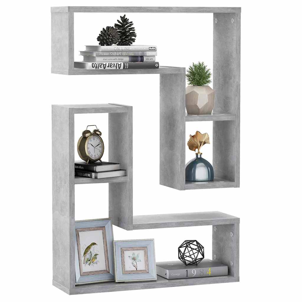 807218 vidaXL Wall Shelves 2 pcs Concrete Grey 50x15x50 cm Engineered Wood