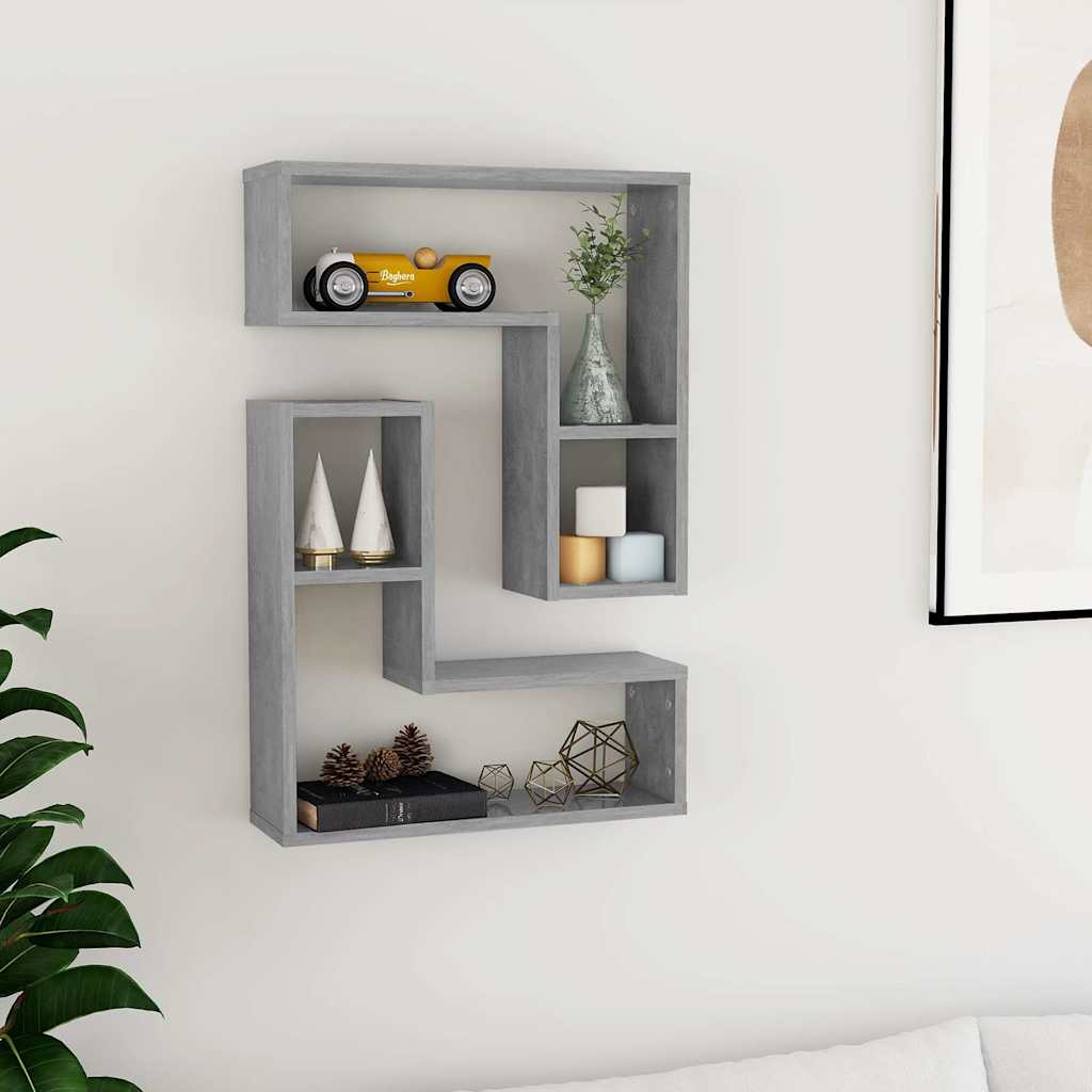 807218 vidaXL Wall Shelves 2 pcs Concrete Grey 50x15x50 cm Engineered Wood