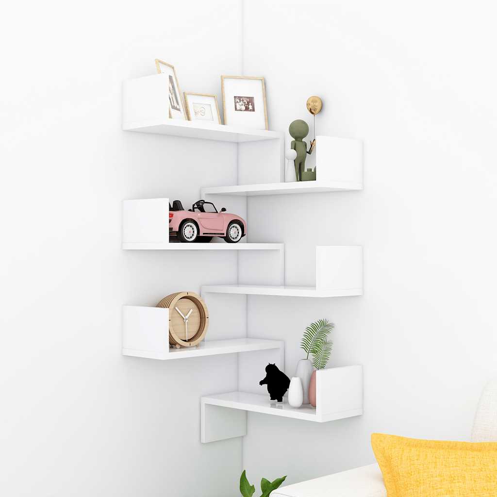 Wall Corner Shelf 2 pcs White 40x40x50 cm Engineered Wood