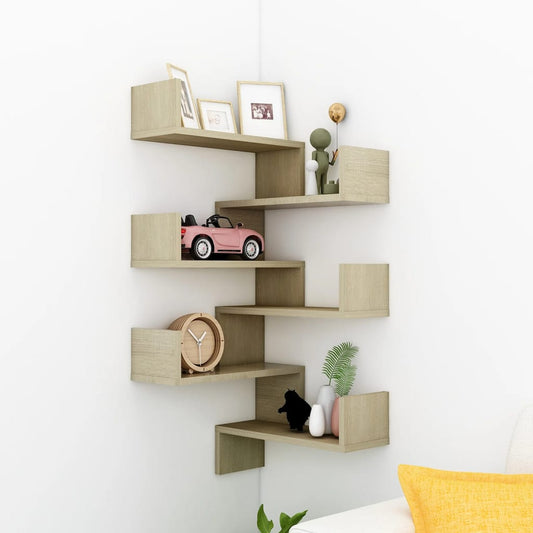 807230 vidaXL Wall Corner Shelves 2 pcs Sonoma Oak 40x40x50 cm Engineered Wood