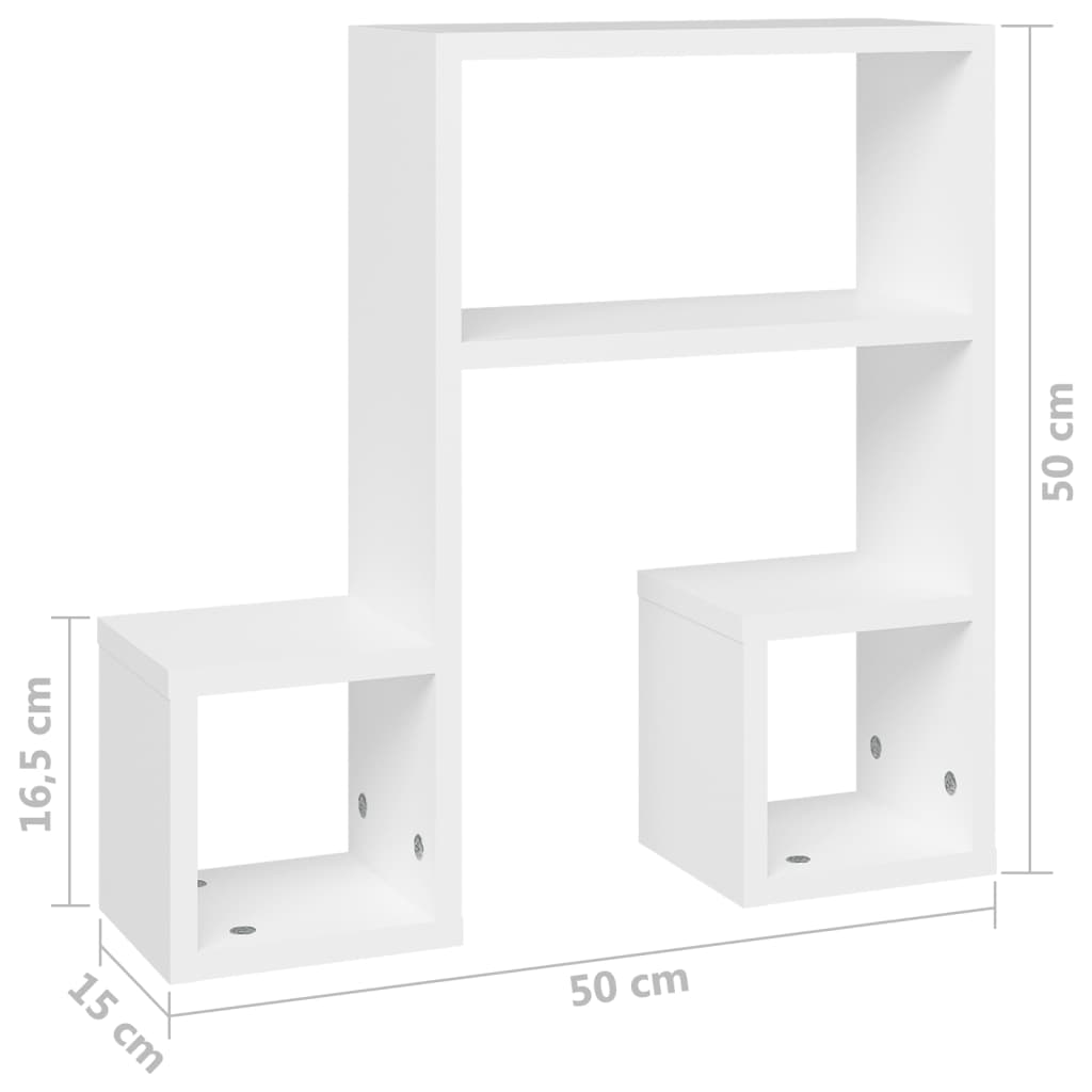 vidaXL Wall Shelf 2 pcs White 50x15x50 cm Engineered Wood