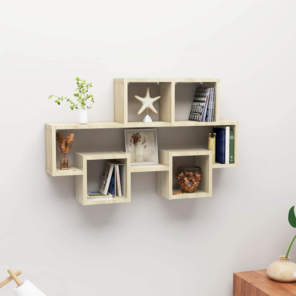 807253 vidaXL Car-shaped Wall Shelf Sonoma Oak 82x15x51 cm Engineered Wood