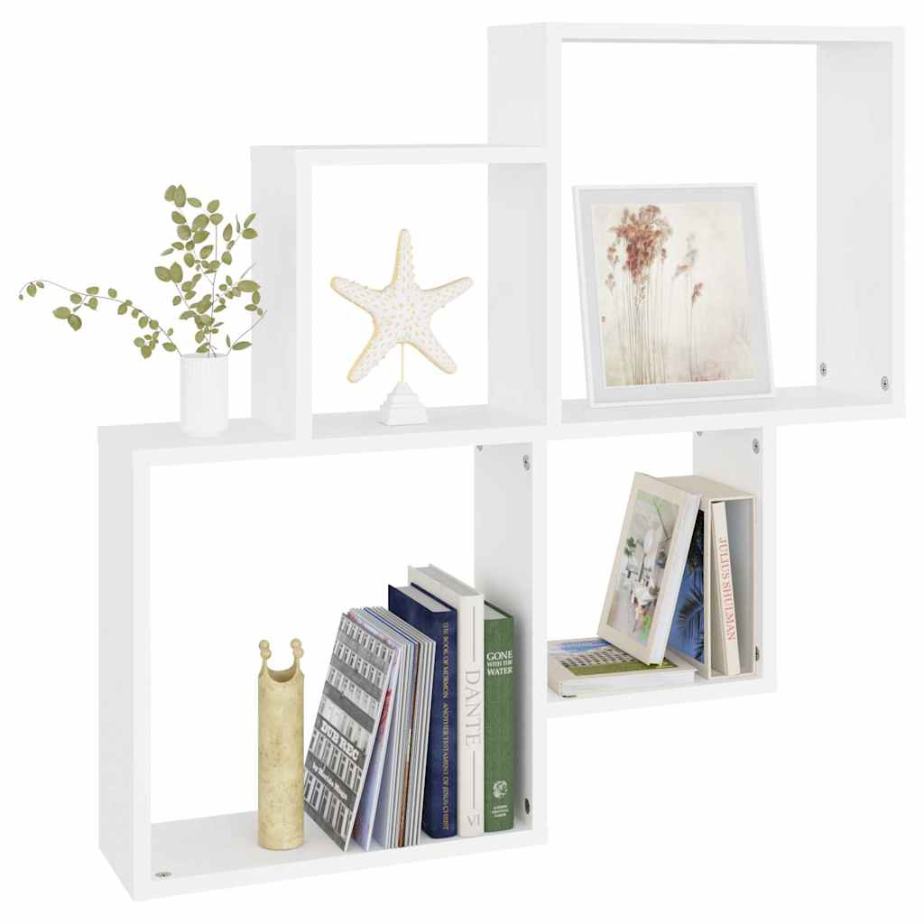 807259 vidaXL Wall Cube Shelf White 80x15x78,5 cm Engineered Wood