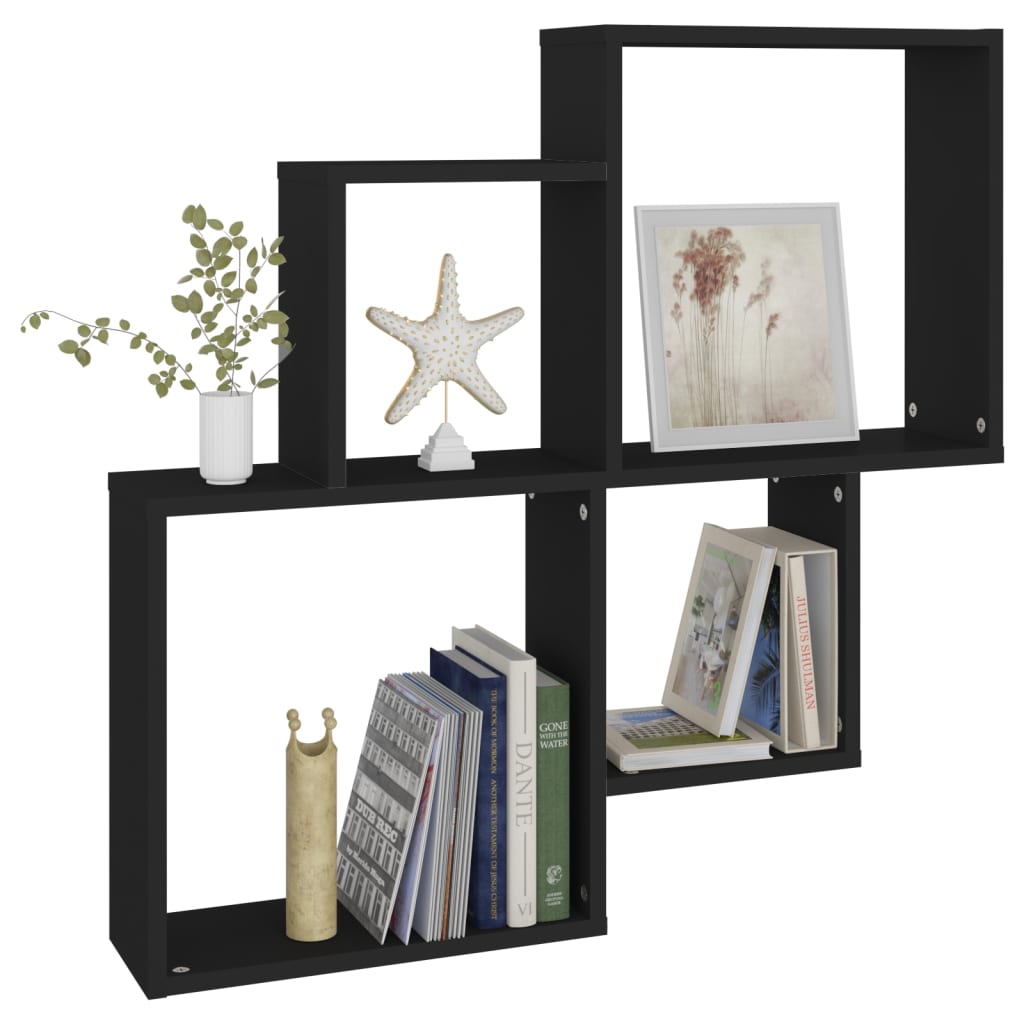 Wall Cube Shelf | Black | Engineered wood | Medium | Wall mounting