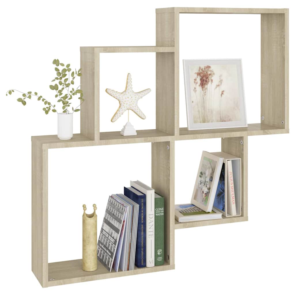 807262 vidaXL Wall Cube Shelf Sonoma Oak 80x15x78,5 cm Engineered Wood