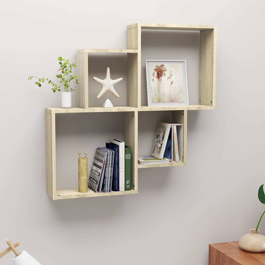 807262 vidaXL Wall Cube Shelf Sonoma Oak 80x15x78,5 cm Engineered Wood