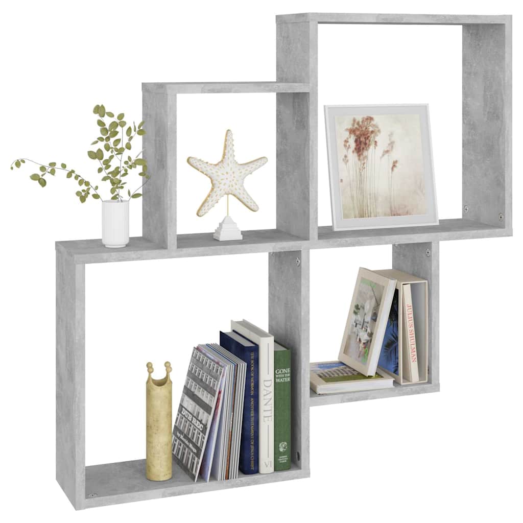 807263 vidaXL Wall Cube Shelf Concrete Grey 80x15x78,5 cm Engineered Wood