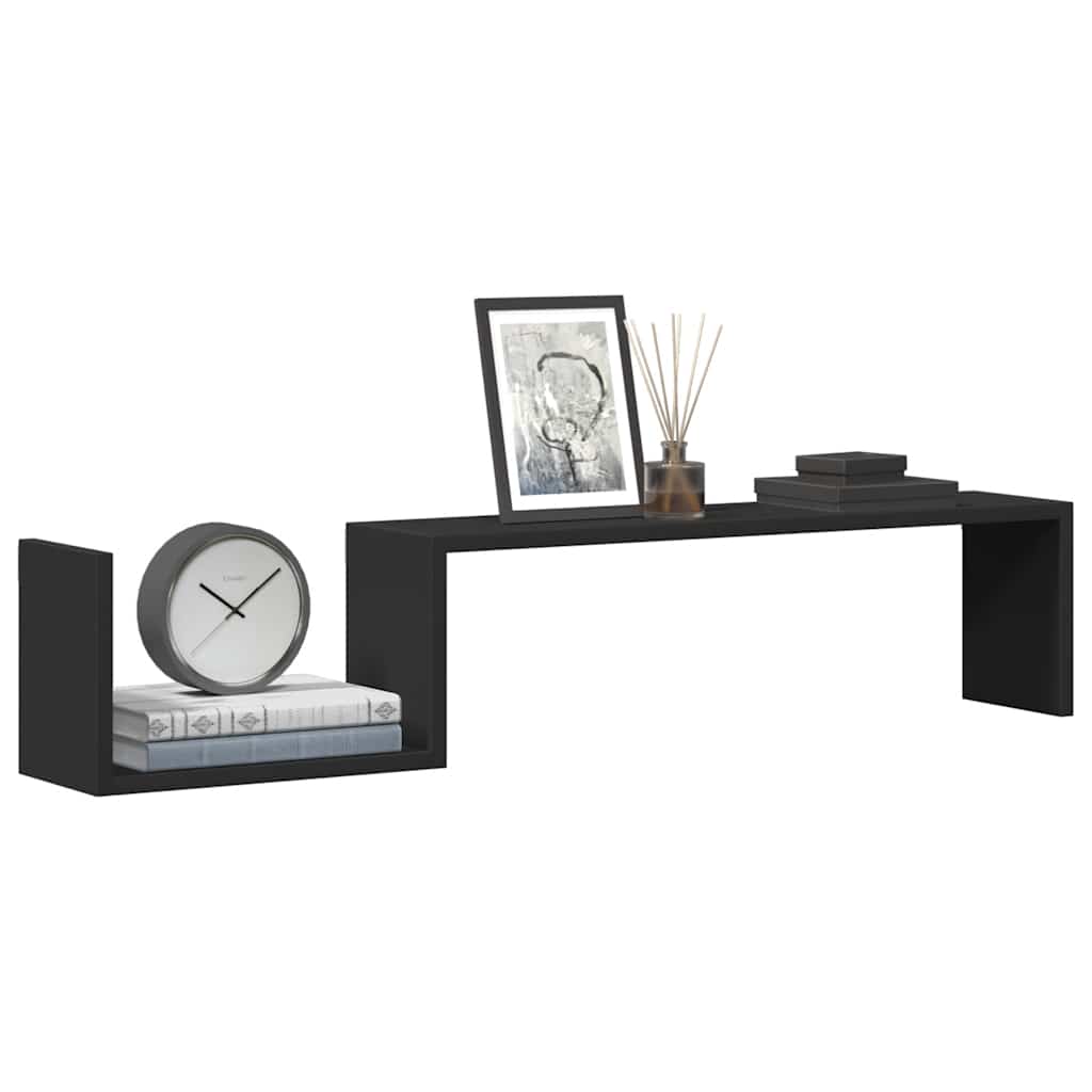 Wall Shelf 2 pcs Black 100x15x20 cm Engineered Wood