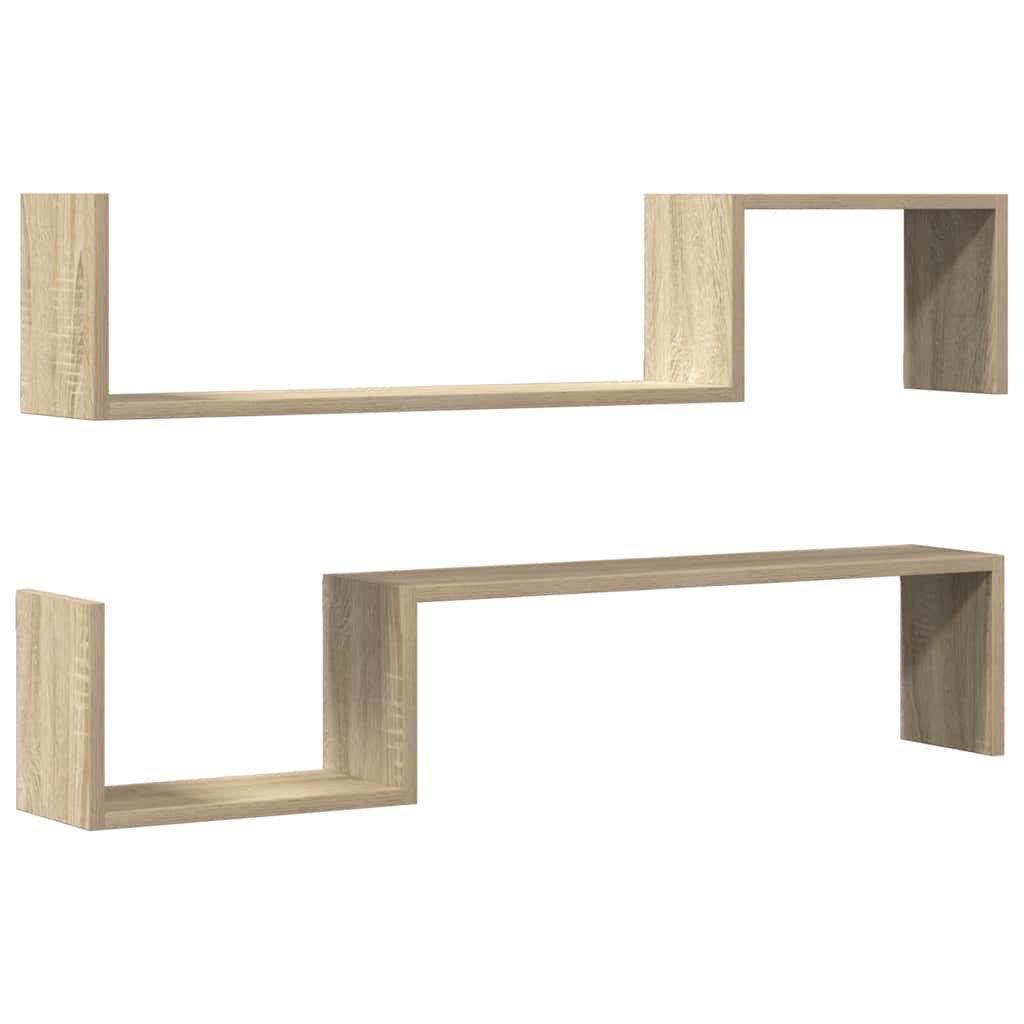 Wall Shelf 2 pcs Sonoma Oak 100x15x20 cm Engineered Wood