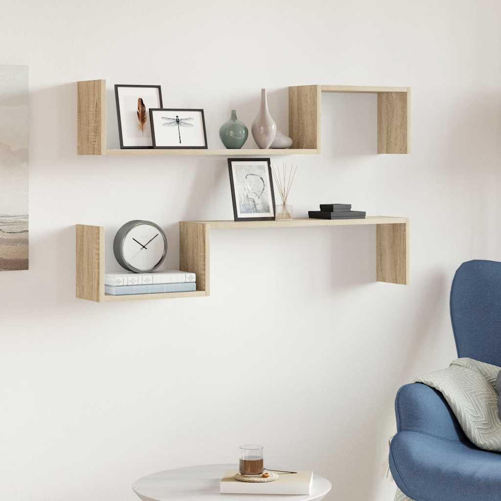 Wall Shelf 2 pcs Sonoma Oak 100x15x20 cm Engineered Wood