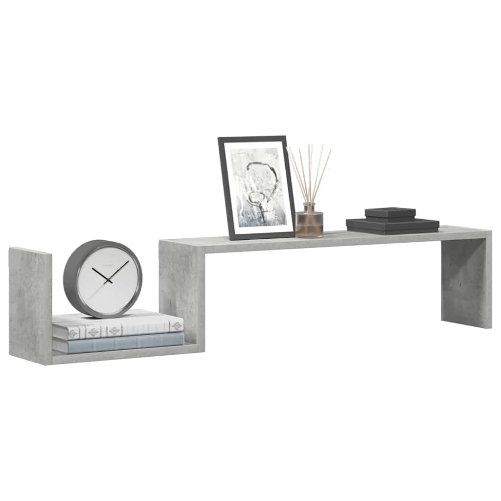 Wall Shelf 2 pcs Concrete Grey 100x15x20 cm Engineered Wood