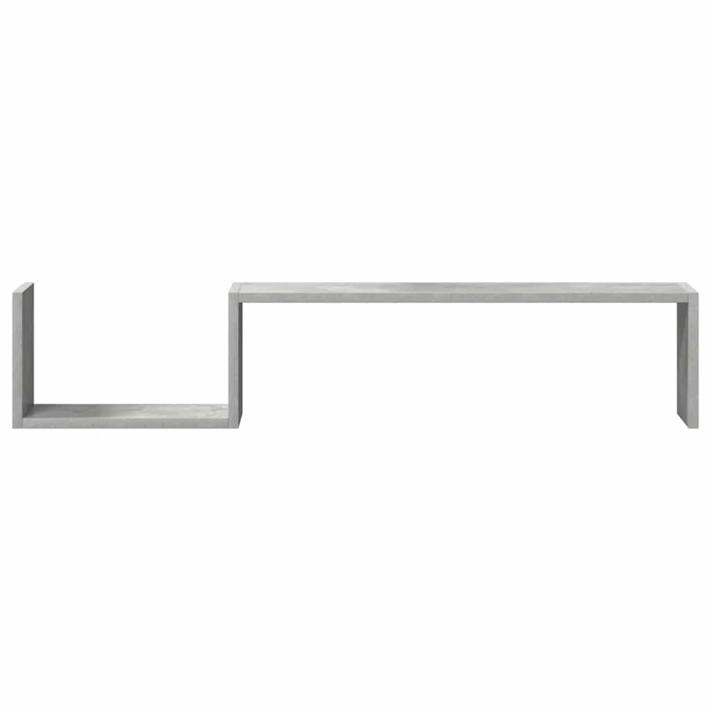 Wall Shelf 2 pcs Concrete Grey 100x15x20 cm Engineered Wood