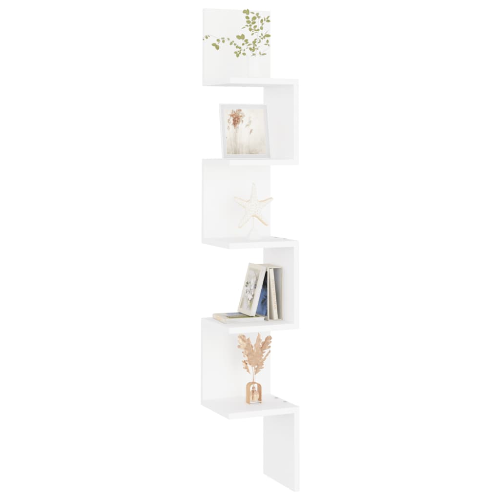 807277 vidaXL Wall Corner Shelf White 20x20x127,5 cm Engineered Wood