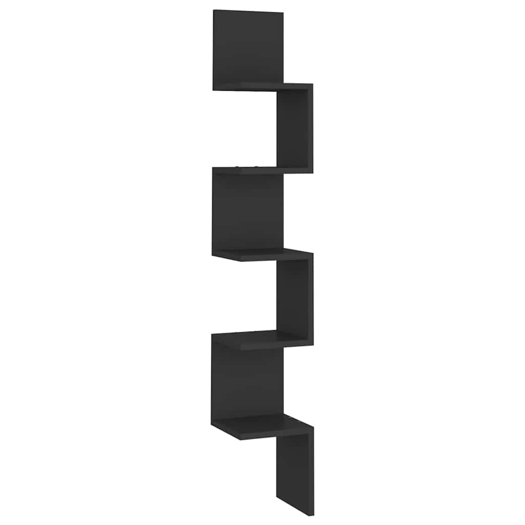 807278 vidaXL Wall Corner Shelf Black 20x20x127,5 cm Engineered Wood