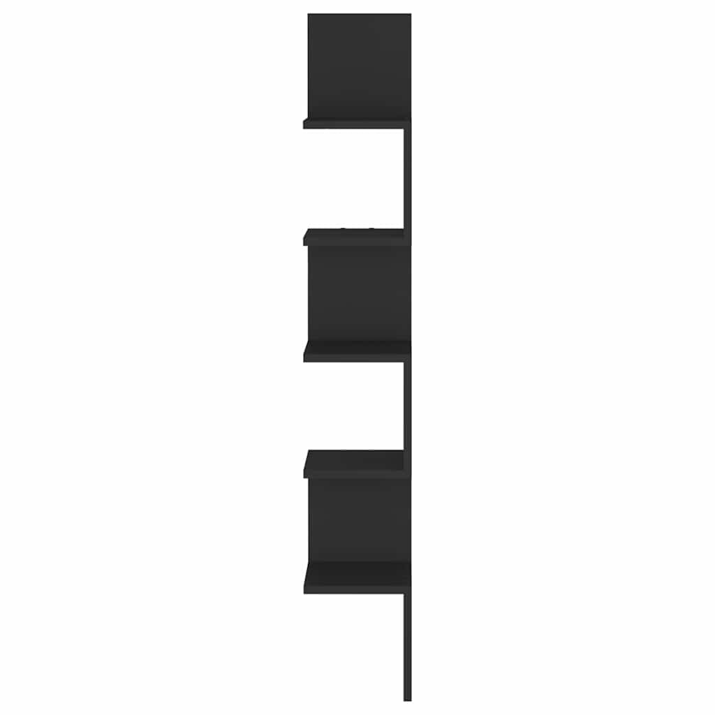 807278 vidaXL Wall Corner Shelf Black 20x20x127,5 cm Engineered Wood