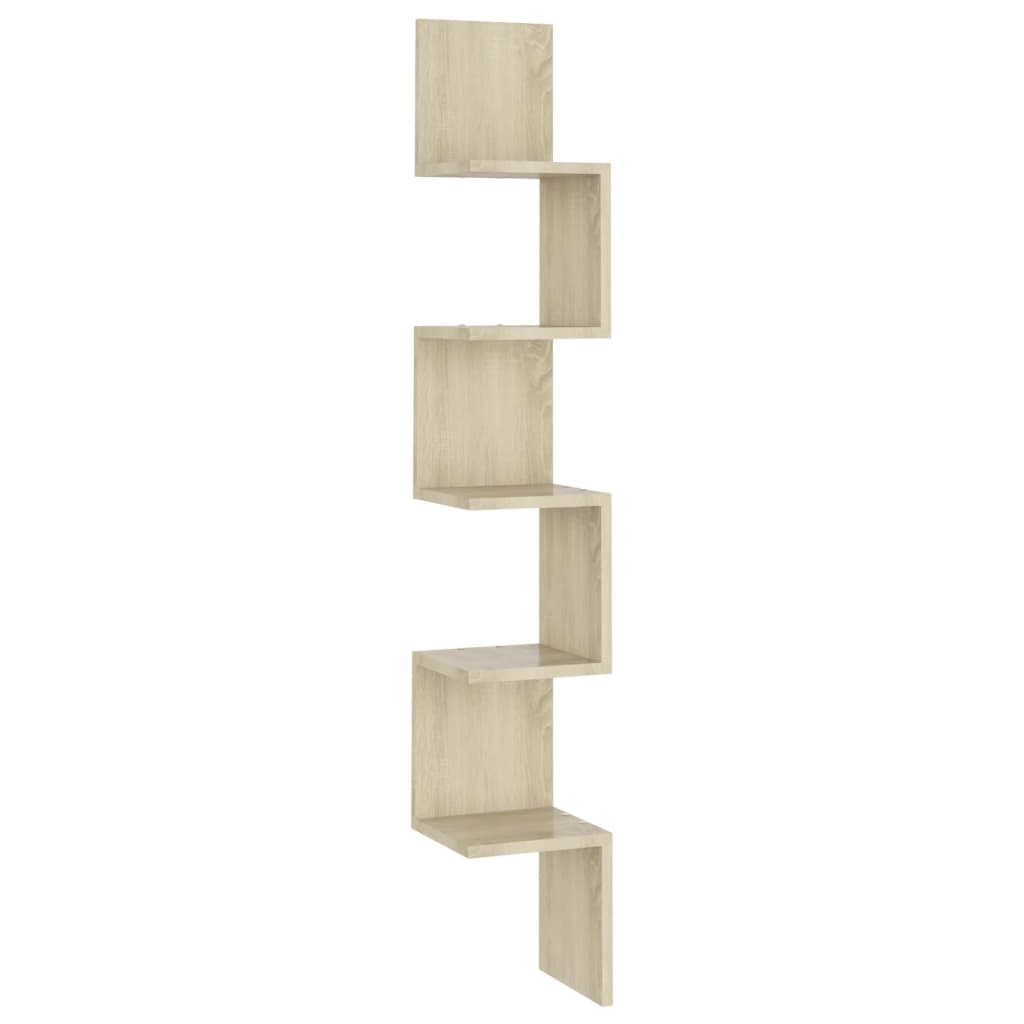 807280 vidaXL Wall Corner Shelf Sonoma Oak 20x20x127,5 cm Engineered Wood