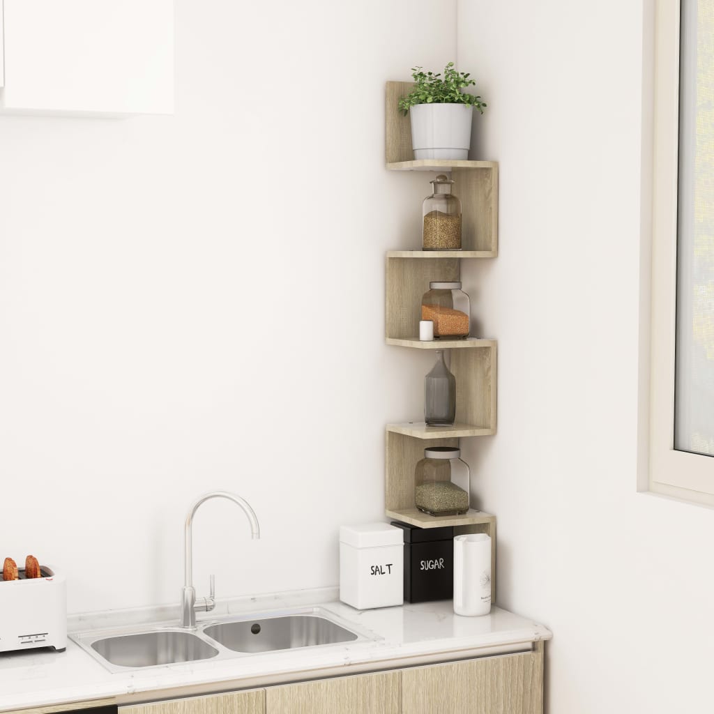 807280 vidaXL Wall Corner Shelf Sonoma Oak 20x20x127,5 cm Engineered Wood