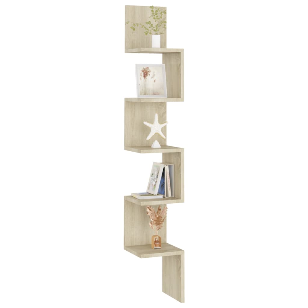807280 vidaXL Wall Corner Shelf Sonoma Oak 20x20x127,5 cm Engineered Wood