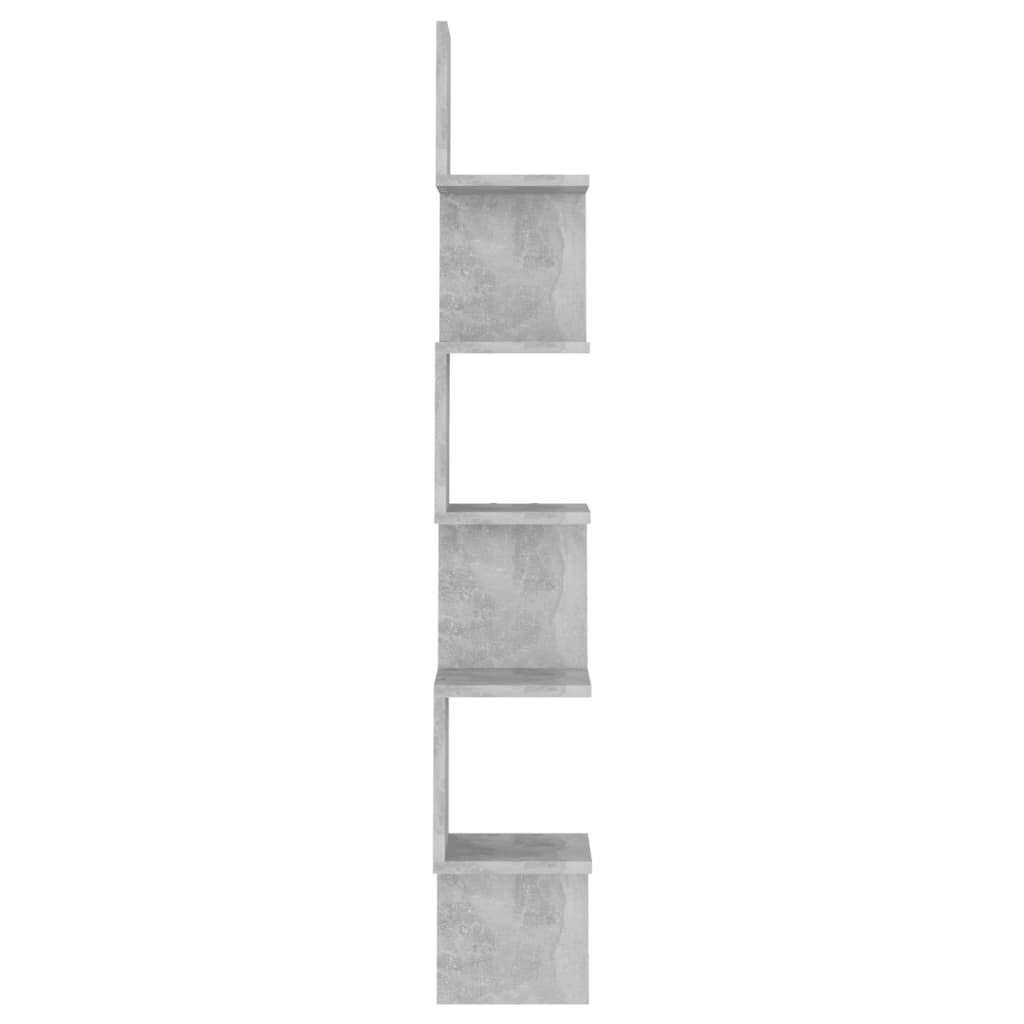 807281 vidaXL Wall Corner Shelf Concrete Grey 20x20x127,5 cm Engineered Wood