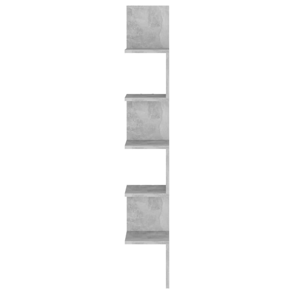 807281 vidaXL Wall Corner Shelf Concrete Grey 20x20x127,5 cm Engineered Wood