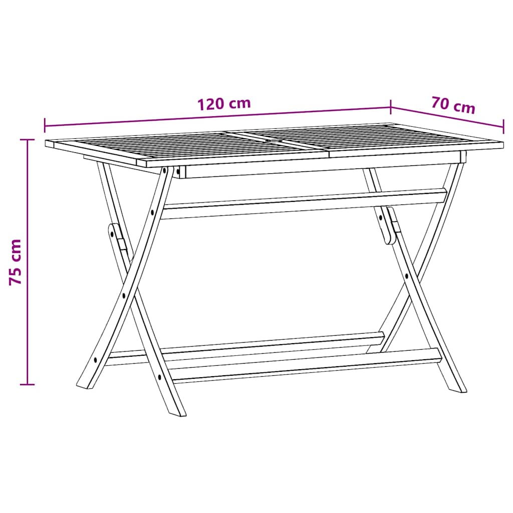 316621 vidaXL Folding Garden Table 120x70x75 cm Solid Eucalyptus Wood