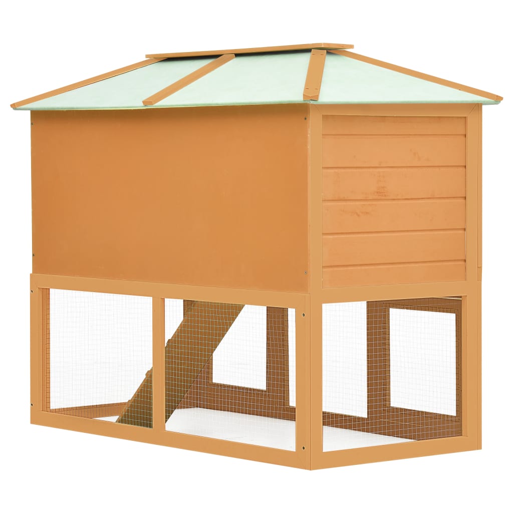 vidaXL Animal Rabbit Cage Double Floor Solid Fir Wood