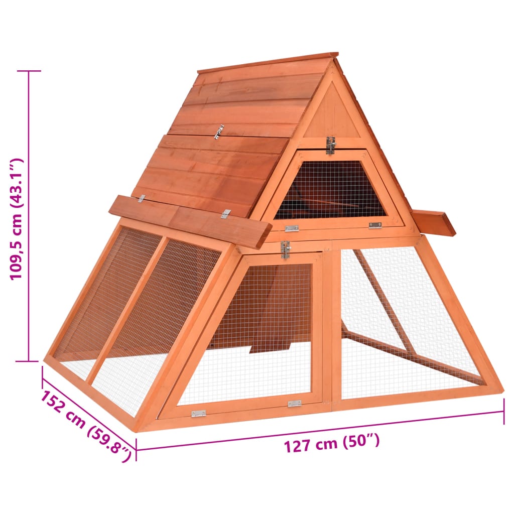 vidaXL Rabbit Hutch 152x127x109.5 cm Solid Firwood