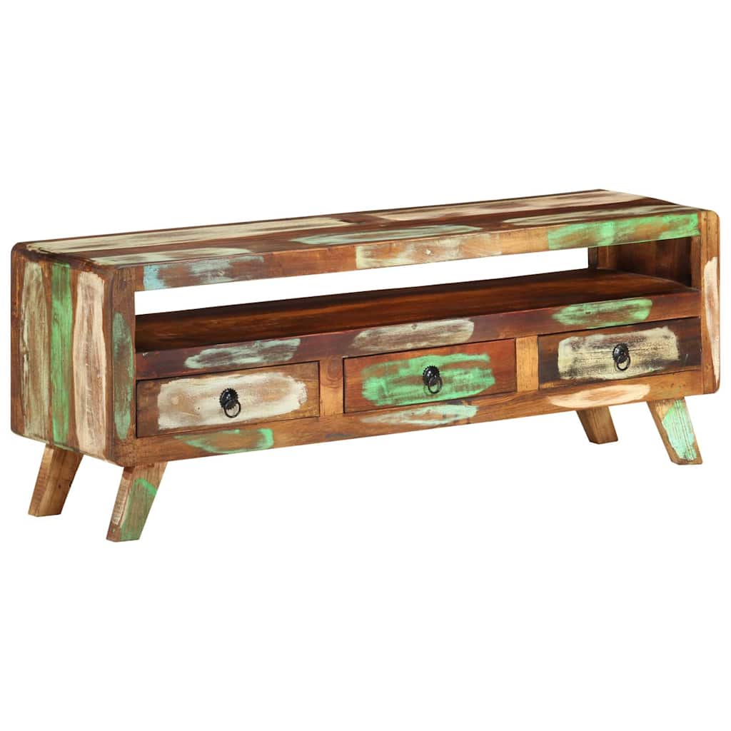 337063 vidaXL TV Cabinet Multicolour 110x30x40 cm Solid Reclaimed Wood