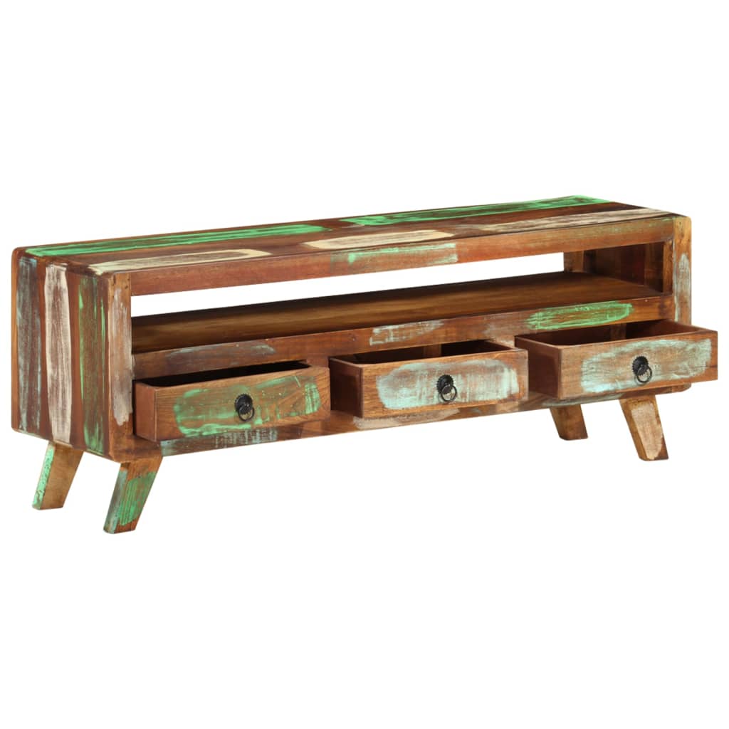 337063 vidaXL TV Cabinet Multicolour 110x30x40 cm Solid Reclaimed Wood