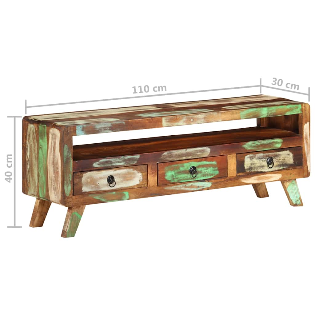337063 vidaXL TV Cabinet Multicolour 110x30x40 cm Solid Reclaimed Wood