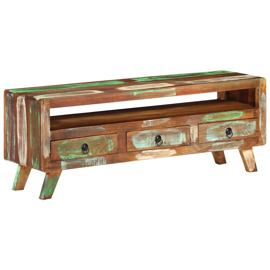 337063 vidaXL TV Cabinet Multicolour 110x30x40 cm Solid Reclaimed Wood
