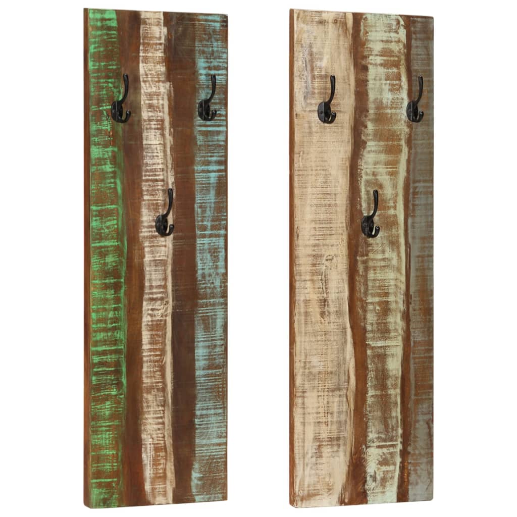 vidaXL Wall-mounted Coat Racks 2 pcs 36x3x110 cm Solid Reclaimed Wood