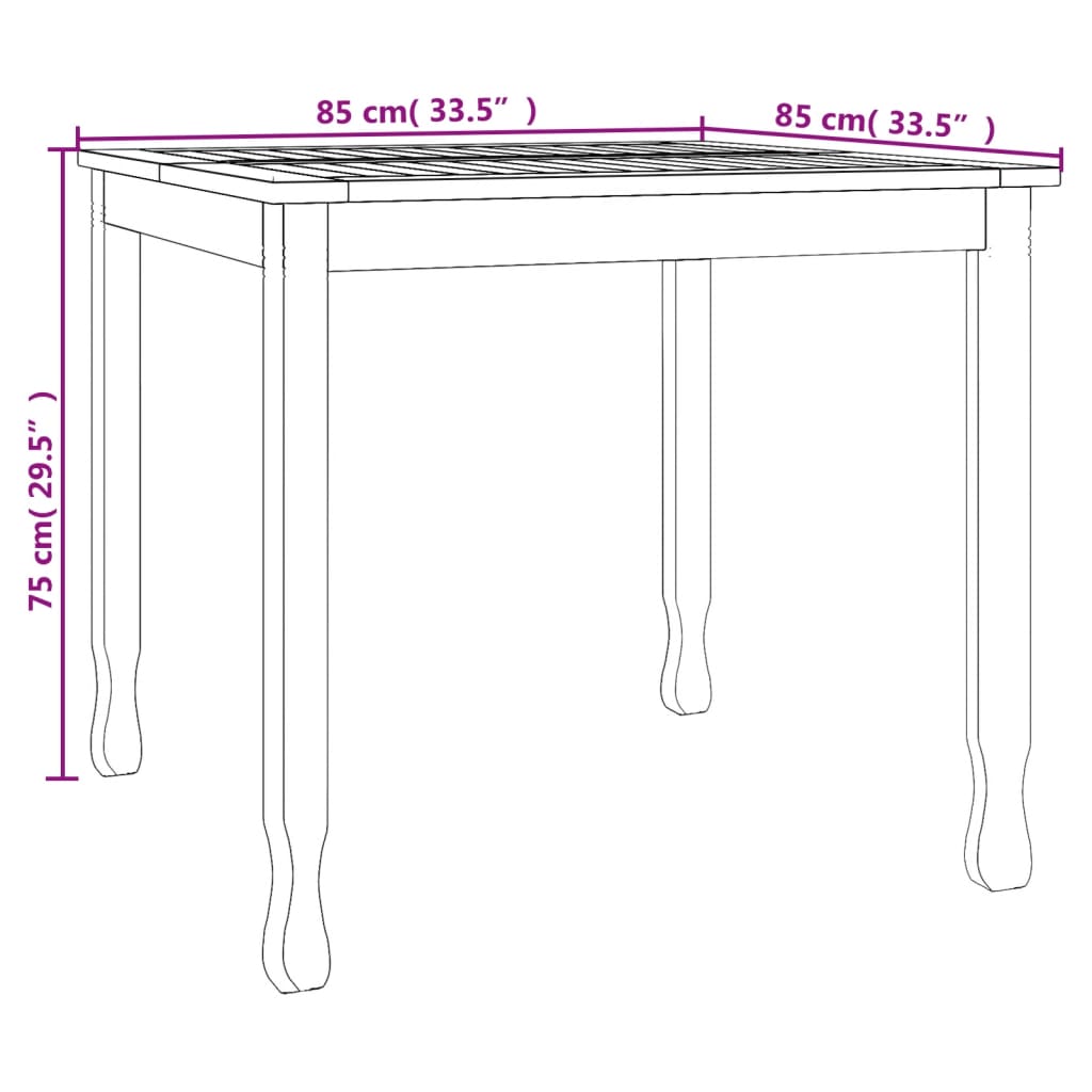 vidaXL Garden Dining Table 85x85x75 cm Solid Wood Teak