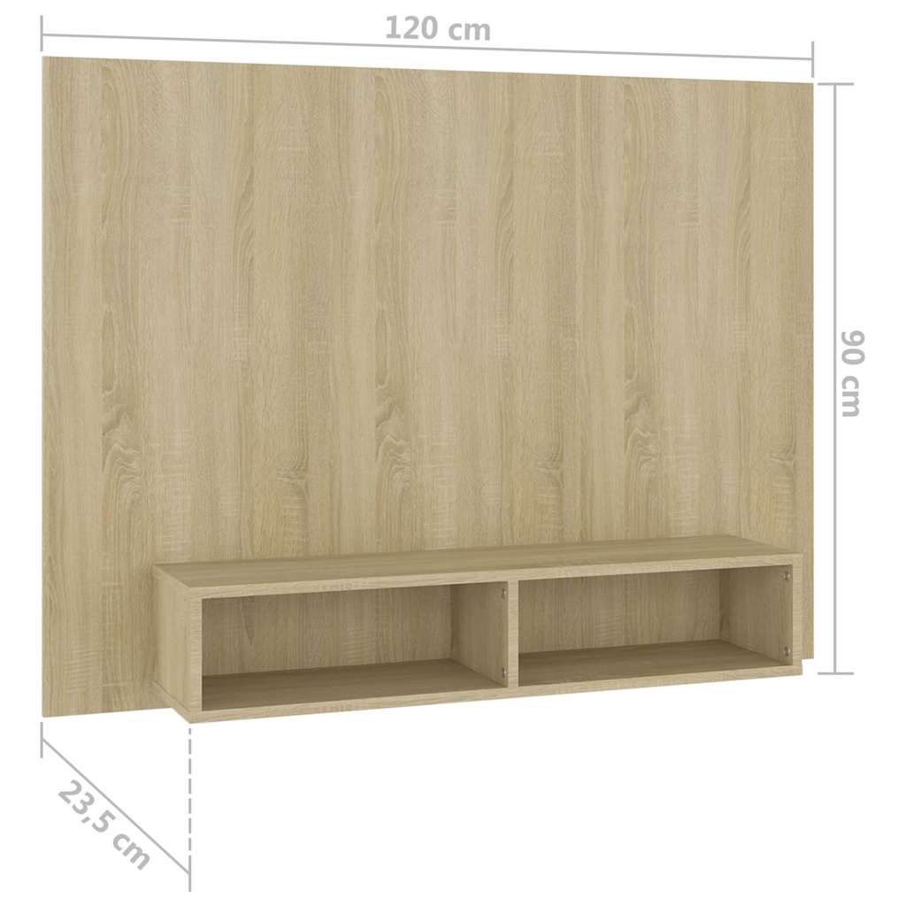 808272 vidaXL Wall TV Cabinet Sonoma Oak 120x23,5x90 cm Engineered Wood