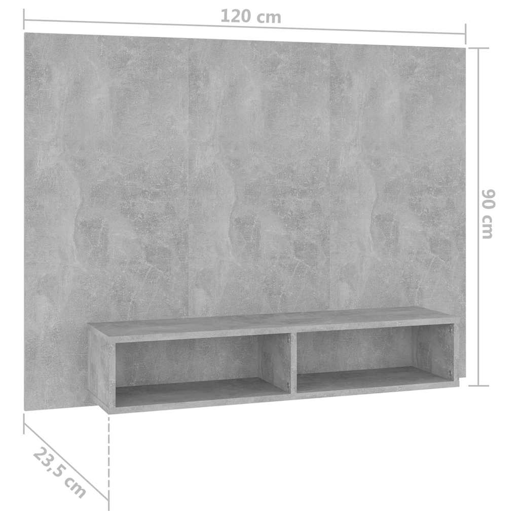 808273 vidaXL Wall TV Cabinet Concrete Grey 120x23,5x90 cm Engineered Wood
