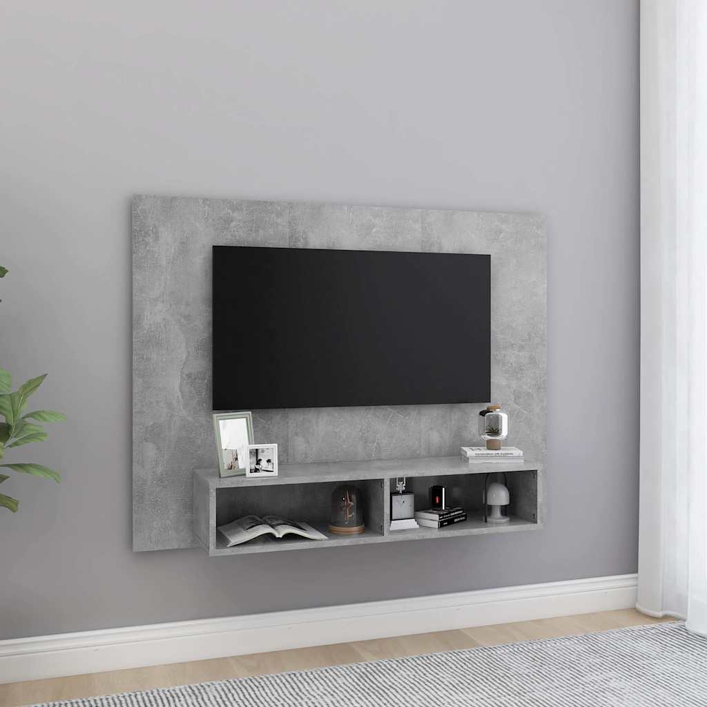 808273 vidaXL Wall TV Cabinet Concrete Grey 120x23,5x90 cm Engineered Wood