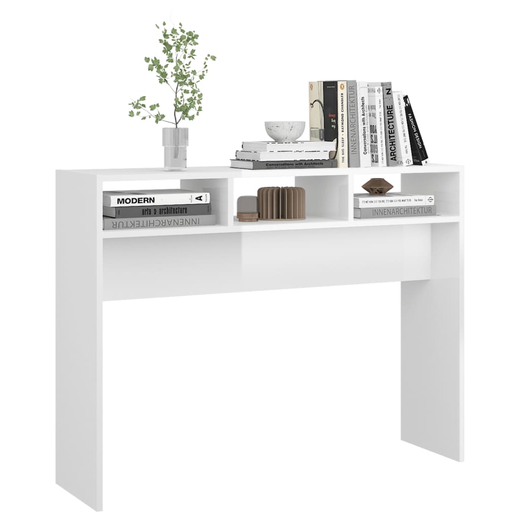 808311 vidaXL Console Table High Gloss White 105x30x80 cm Engineered Wood