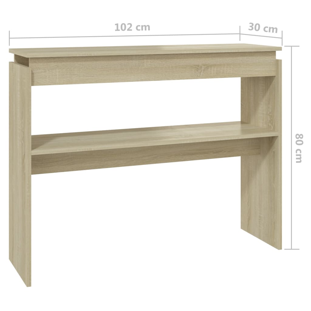 808326 vidaXL Console Table Sonoma Oak 102x30x80 cm Engineered Wood