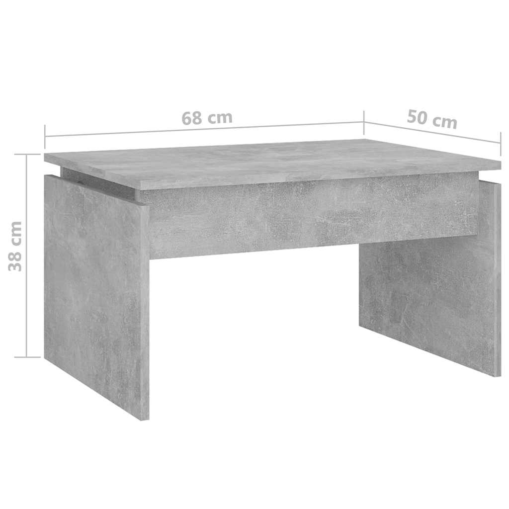 808336 vidaXL Coffee Table Concrete Grey 68x50x38 cm Engineered Wood