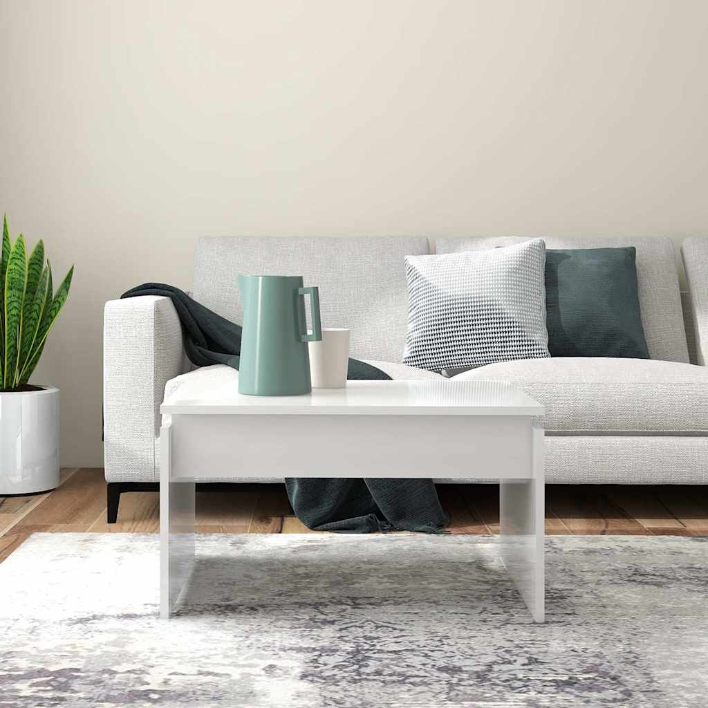 808338 vidaXL Coffee Table High Gloss White 68x50x38 cm Engineered Wood