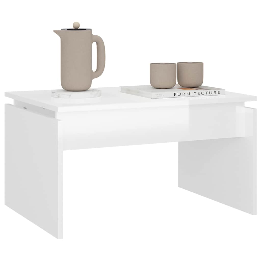 808338 vidaXL Coffee Table High Gloss White 68x50x38 cm Engineered Wood
