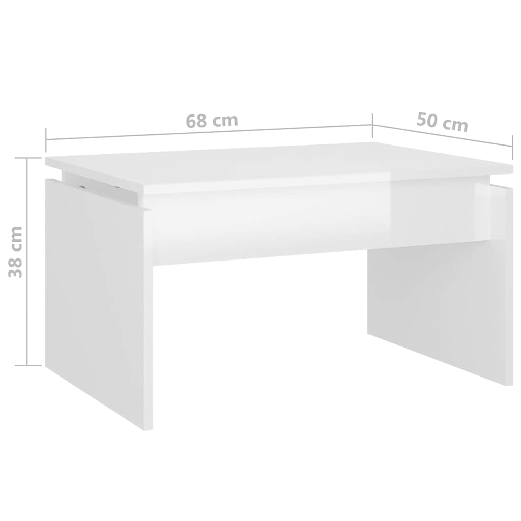 808338 vidaXL Coffee Table High Gloss White 68x50x38 cm Engineered Wood