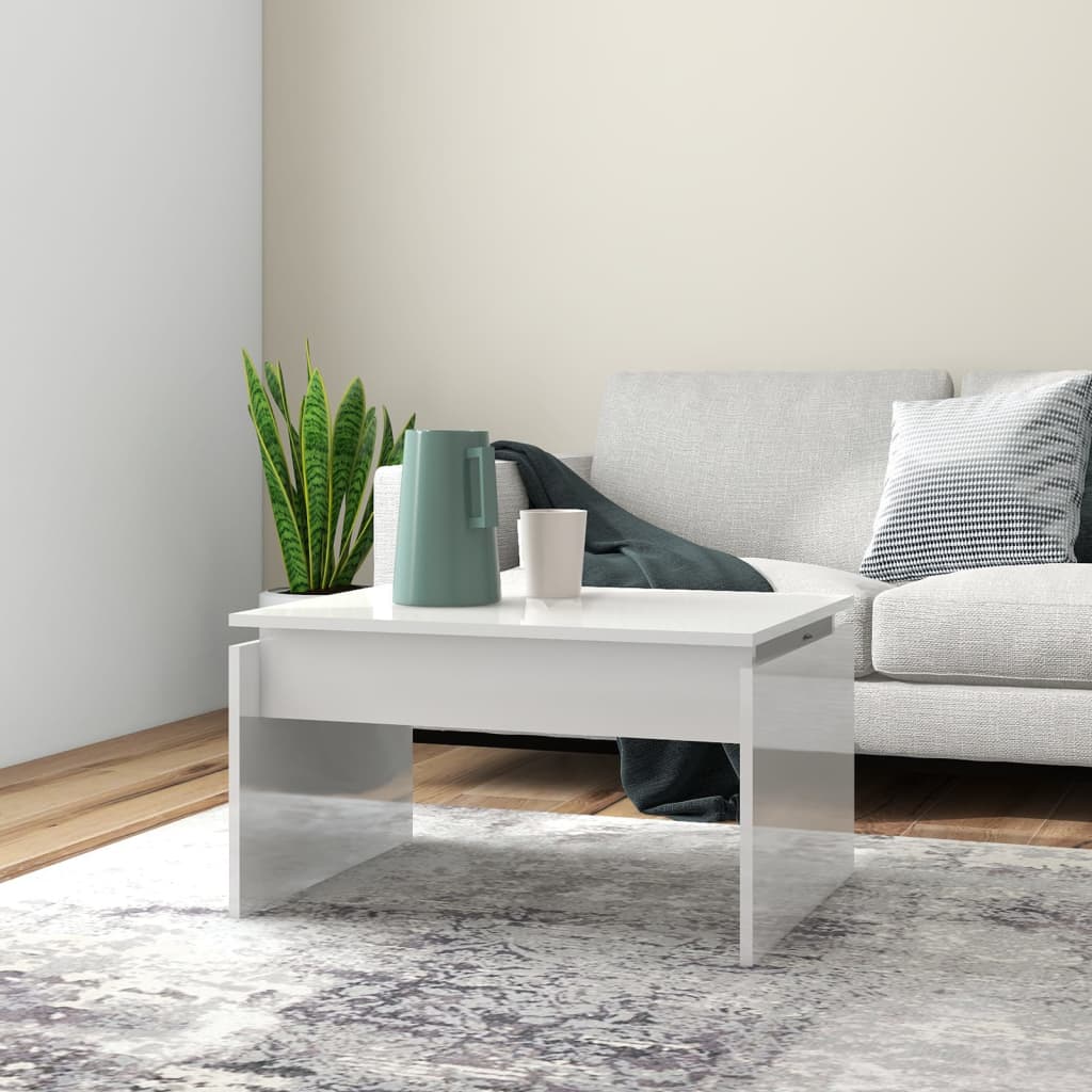 808338 vidaXL Coffee Table High Gloss White 68x50x38 cm Engineered Wood