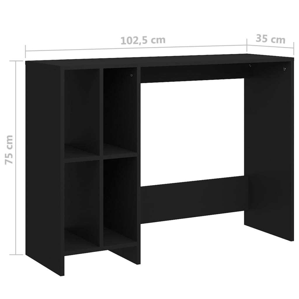 vidaXL Notebook Desk Black 102.5x35x75 cm Engineered Wood