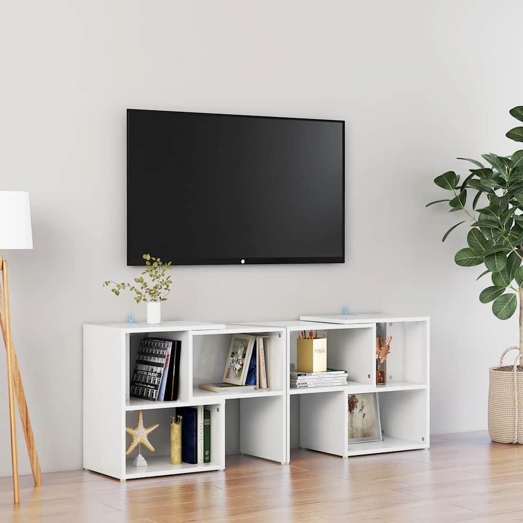 808356 vidaXL TV Cabinet High Gloss White 104x30x52 cm Engineered Wood