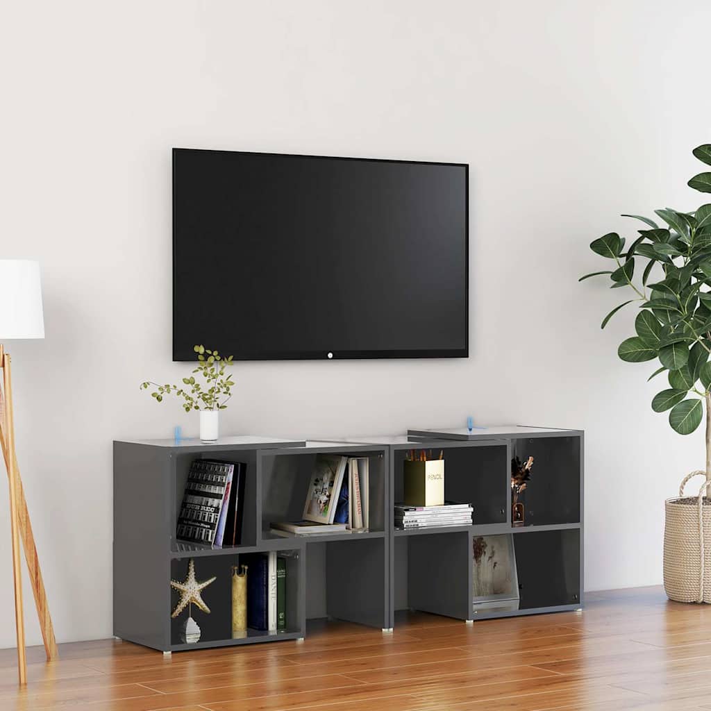 808358 vidaXL TV Cabinet High Gloss Grey 104x30x52 cm Engineered Wood