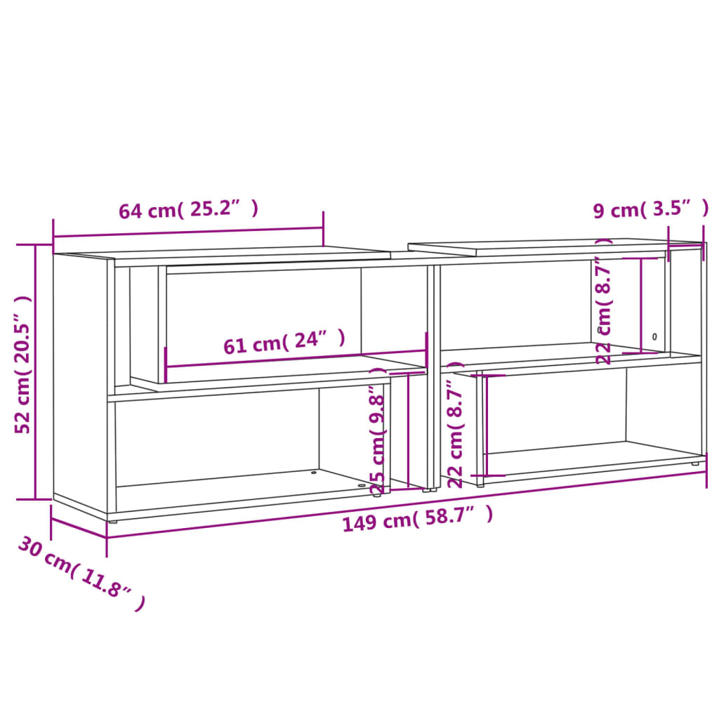 vidaXL TV Cabinet Grey 149x30x52 cm Engineered Wood