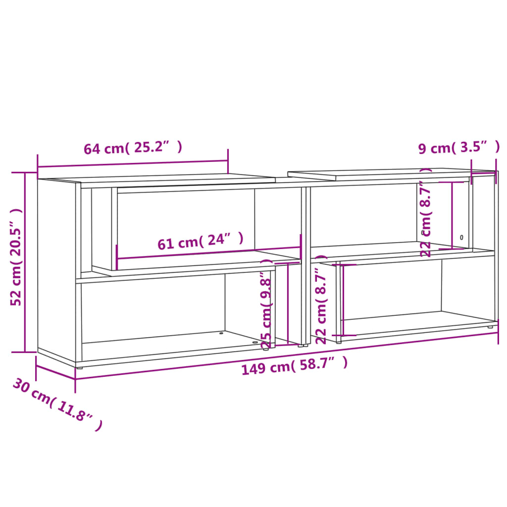 vidaXL TV Cabinet Concrete Grey 149x30x52 cm Engineered Wood