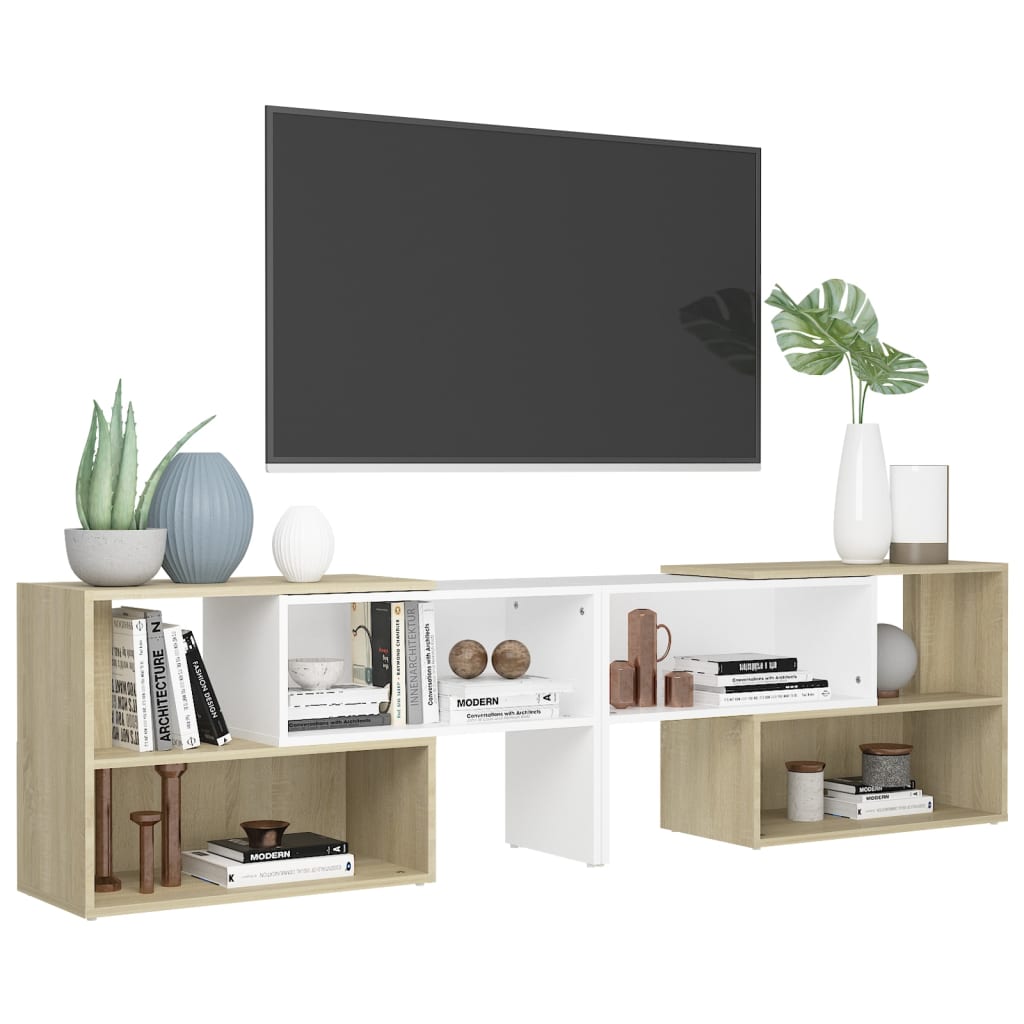 vidaXL TV Cabinet White and Sonoma Oak 149x30x52 cm Engineered Wood